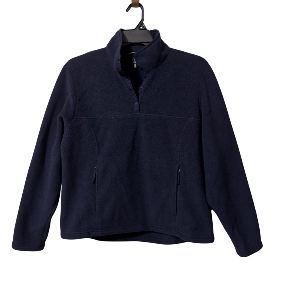 LL Bean Navy Blue Fleece Pullover size L